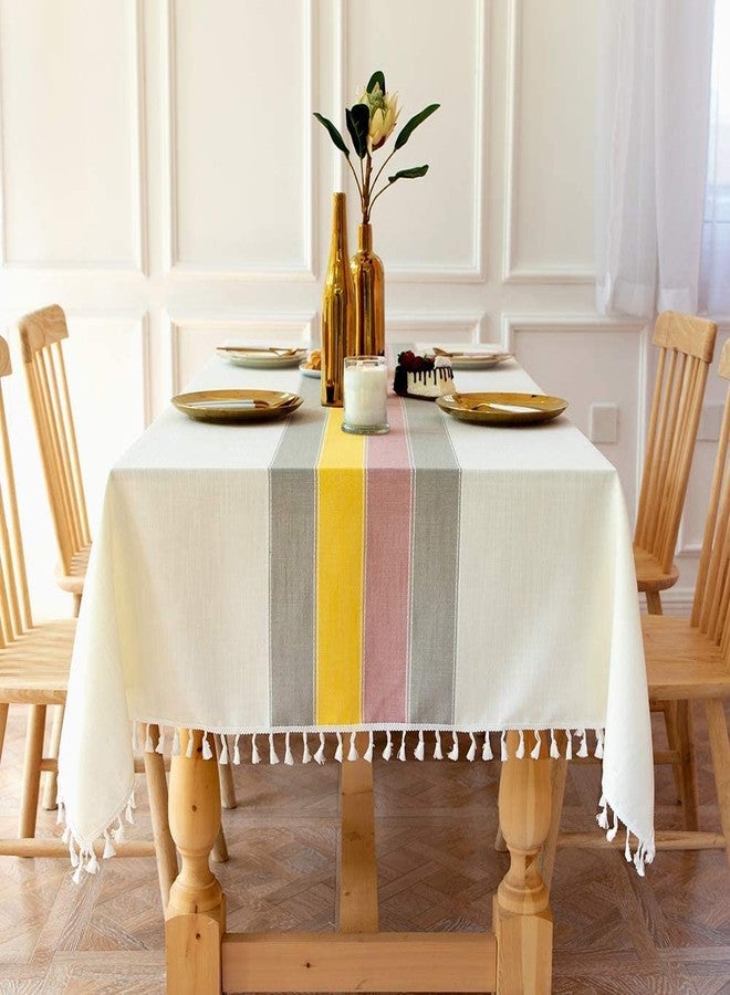 Urban Space Sicilia Table Linen Collection - Premium Water & Stain Resistant Dining Table Cover for 4 Seater, Anti Skid Table Cloth for Center Table (Yellow Grey, 4 Seater 52" x 72") - Image 1
